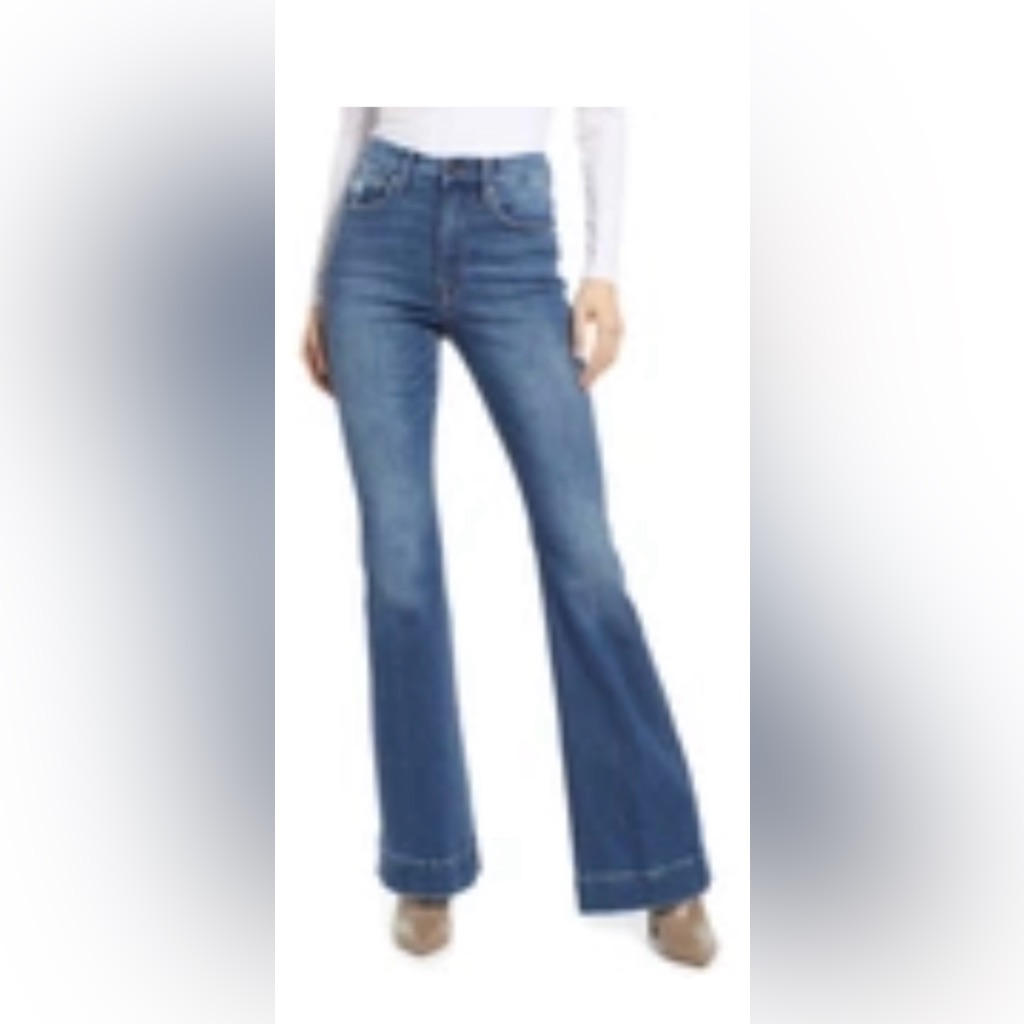 Good Flare Flared MidRise StretchDenim Jeans In Indigo 8